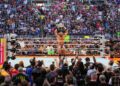 CLEVELAND, OHIO – AUGUST 03: LA Knight celebrates his US Championship win during SummerSlam at Cleveland Browns Stadium on August 3, 2024 in Cleveland, Ohio. (Photo by WWE/Getty Images)