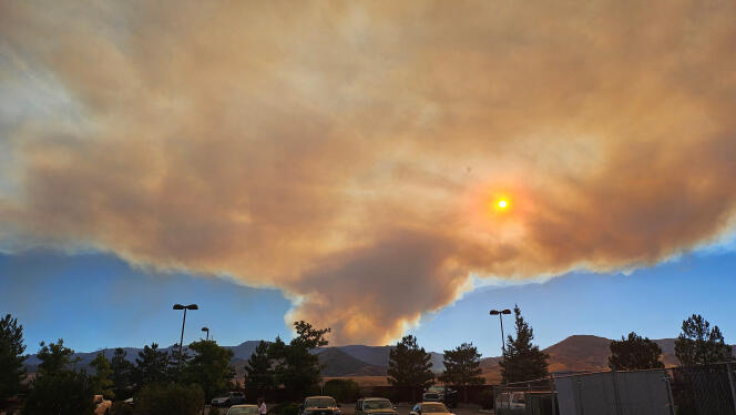 Smoke rises from the Bear fire as pictured from Reno, Nevada, on September 3, 2024, in this picture obtained from social media.