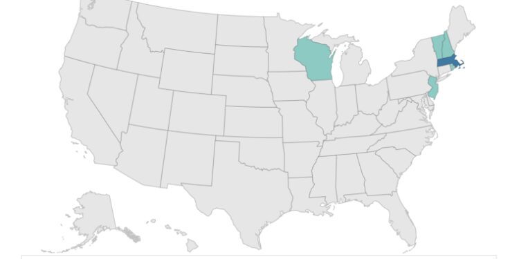 Eastern equine encephalitis virus human disease cases reported by state of residence, 2024.