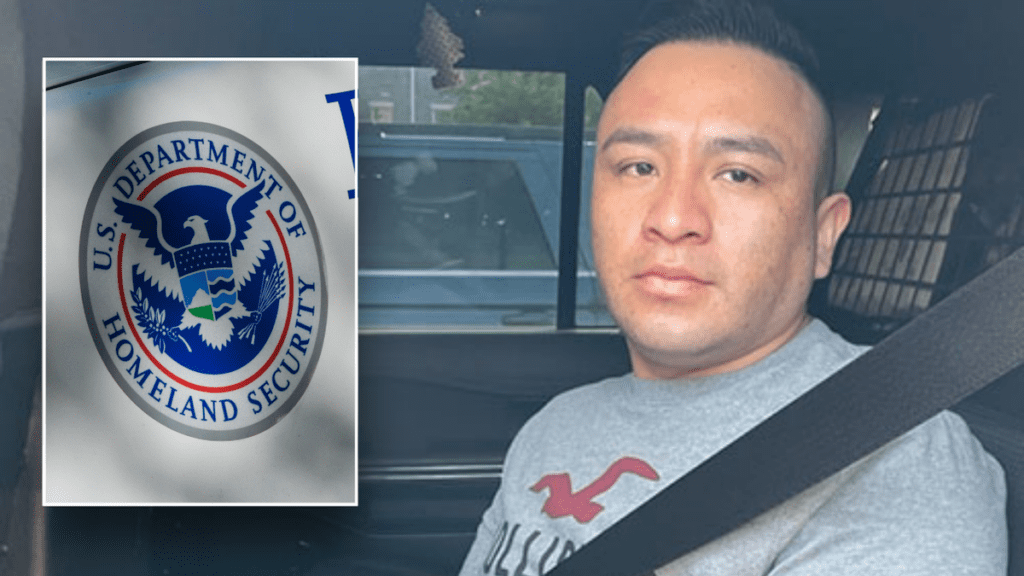 Split image of DHS logo and Jorge Luis Castro-Alvarado