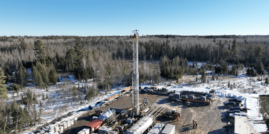 An aerial view of the helium drilling site near Babbitt, northern Minnesota.