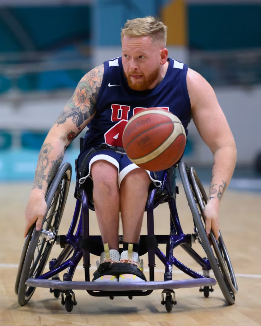 Jeromie Meyer plays wheelchair basketball.