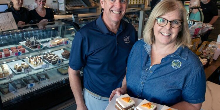 Phillip and Kathryn Ernst are co-owners of Twist Bakery & Cafe in Millis, Aug. 30, 2024. The bakery, which has a second location in Burlington, ranks in the top 10 best gluten-free bakeries in the country, according to 10Best, a USA Today Network website.