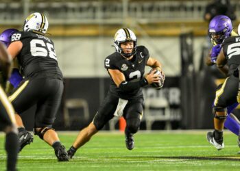 Sep 7, 2024; Nashville, Tennessee, USA; Vanderbilt Commodores quarterback Diego Pavia (2) runs the ball against the Alcorn State Braves during the second half at FirstBank Stadium. Mandatory Credit: Steve Roberts-Imagn Images