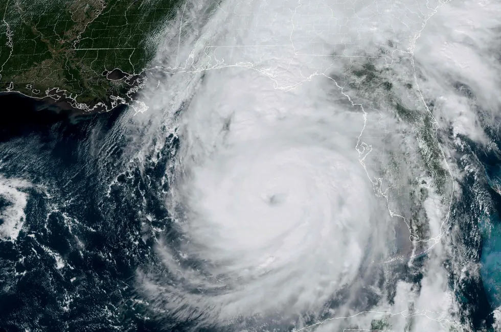 This image obtained from the US National Oceanic and Atmospheric Administration (NOAA) shows Hurricane Helene on Thursday, 26 September 2024 ahead of the storm's landfall in Florida.