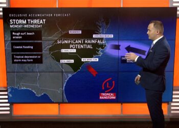 NC flooding, Tropical Depression Gordon path