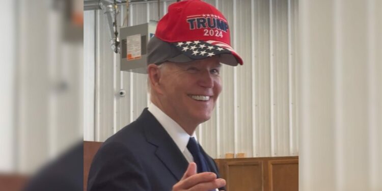 No evidence Biden wearing a Trump hat was a 'lapse'