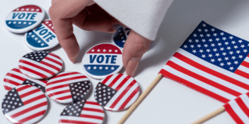 Pins and flags for voters