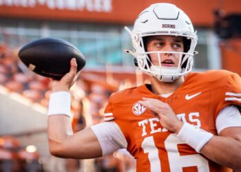 Texas quarterback Arch Manning during pregame warmups on September 21, 2024.