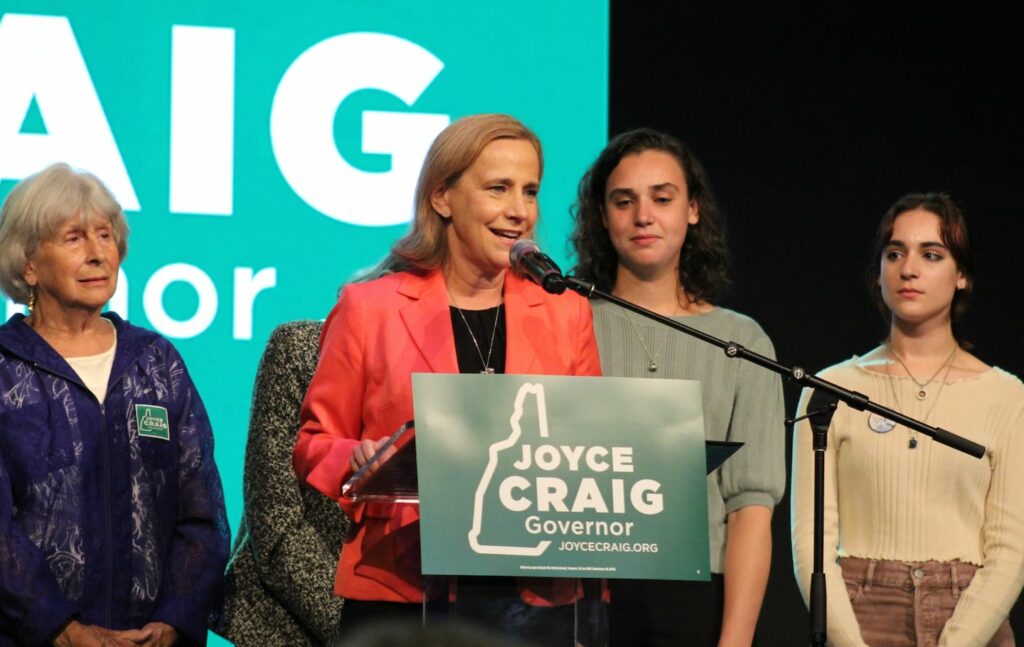 Joyce Craig, the former mayor of Manchester, N.H., delivered a victory speech Tuesday, Sept. 10, 2024, inside The Rex Theatre after she won the Democratic primary for New Hampshire governor.