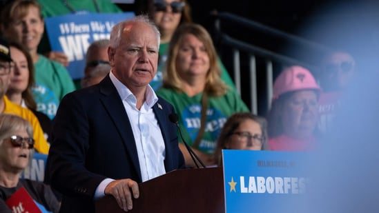 M Democratic vice presidential nominee Minnesota Gov. Tim Walz speaks at Laborfest on September 2, 2024 in Milwaukee, Wisconsin. (Photo by Jim Vondruska / GETTY IMAGES NORTH AMERICA / Getty Images via AFP)(Getty Images via AFP)