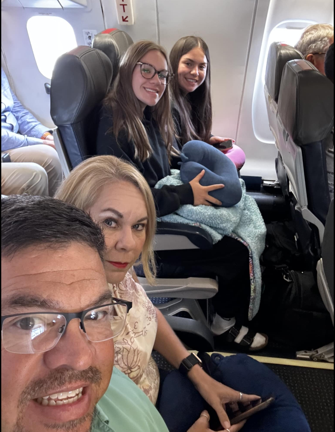 Taylor and Leaya with their parents Belinda and Marcus Alaniz on the way to Salt Lake City Utah