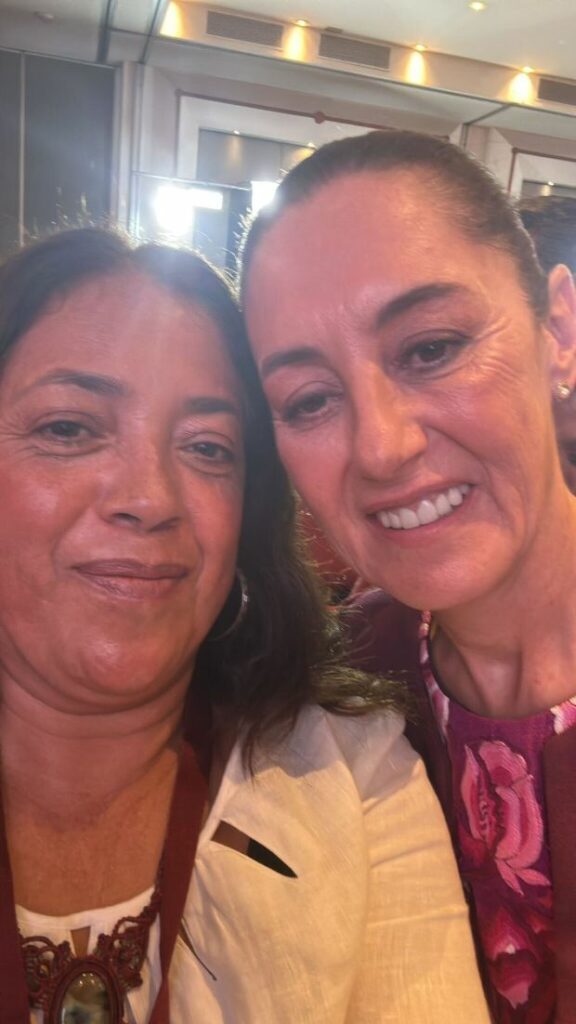 Mexican Congresswoman Maribel Solache (left) takes a selfie with President Elect Claudia Sheinbaum. (Maribel Solache)