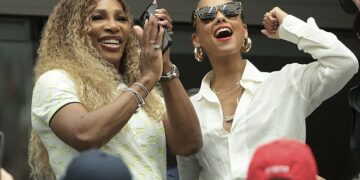 Serena Williams, 42, was having the time of her life with Alicia Keys while watching the US Open in Flushing, New York City on Sunday