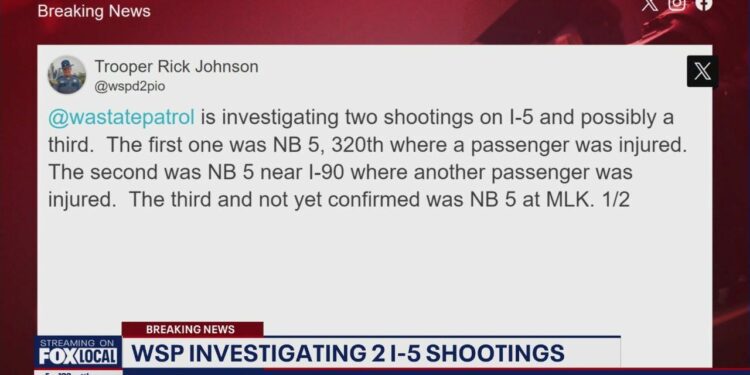 Shootings along Interstate 5 in Seattle area leave multiple injuries