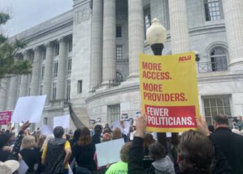 Abortion rights supporters rally at the Missouri Capitol after turning in more than 380,000 signatures to overturn the state's ban on the procedure on May 3, 2024.