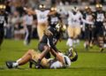 Sep 16, 2023; Boulder, Colorado, USA; Colorado State Rams defensive back Henry Blackburn (11) makes an interception on a pass intended for Colorado Buffaloes wide receiver Jimmy Horn Jr. (5) in the first quarter at Folsom Field. Mandatory: Andrew Wevers-USA TODAY Sports