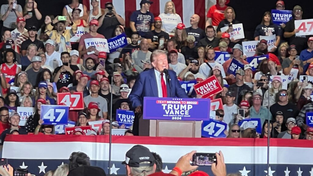 Trump makes promises to Nevada voters on tips, housing at Vegas rally