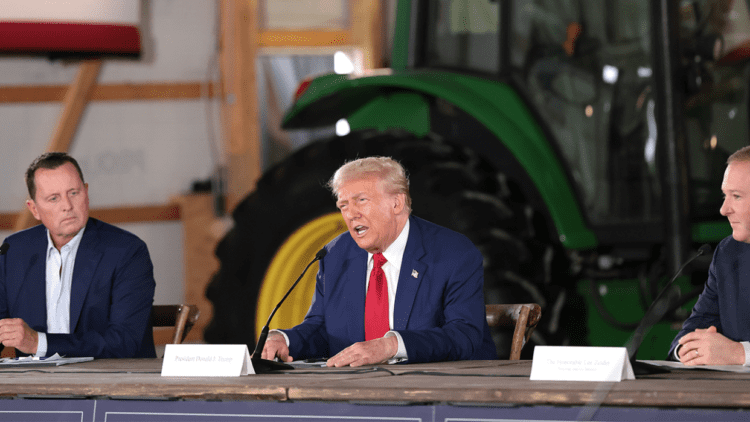 Trump speaking at table