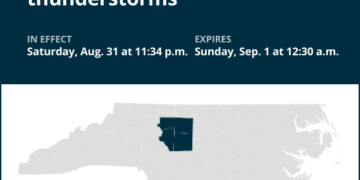 Update: Prepare for strong thunderstorms in central North Carolina until early Sunday