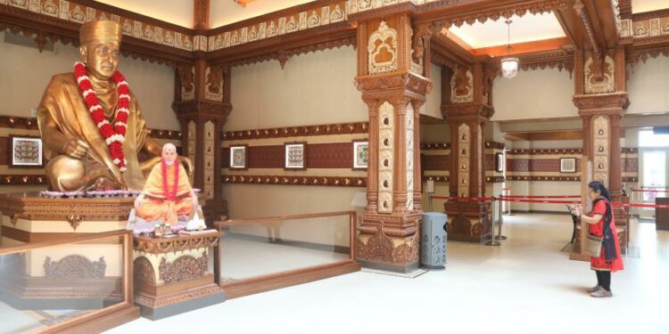 Robbinsville, NJ -- August 2, 2024 -- A tour starts at the visitors center. Completed and encouraging visitors of all faiths to tour it’s artistic detail carved in marble, BAPS Swaminarayan Akshardham, located in Mercer County, is the largest Hindu temple on this side of the world.