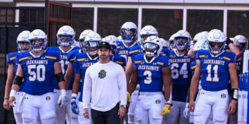 South Dakota State Jackrabbits wait to run out to the football field on Saturday, Sept. 7, 2024, at Dana J. Dykhouse Stadium in Brookings.