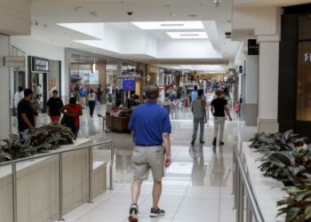 Shoppers stroll through Kenwood Towne Centre near the Apple Store on Thursday, June 22, 2017. The Enquirer/Shae Combs