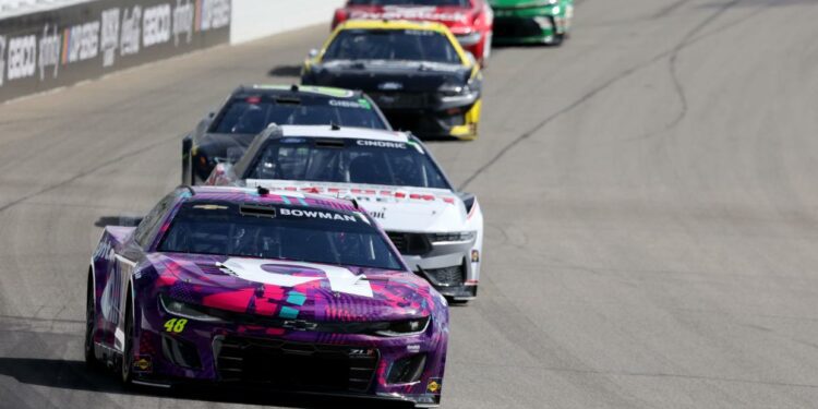 Alex Bowman, front, and Austin Cindric, second from front, rank in the top five of the NASCAR playoff standings entering Saturday night's race at Bristol Motor Speedway.