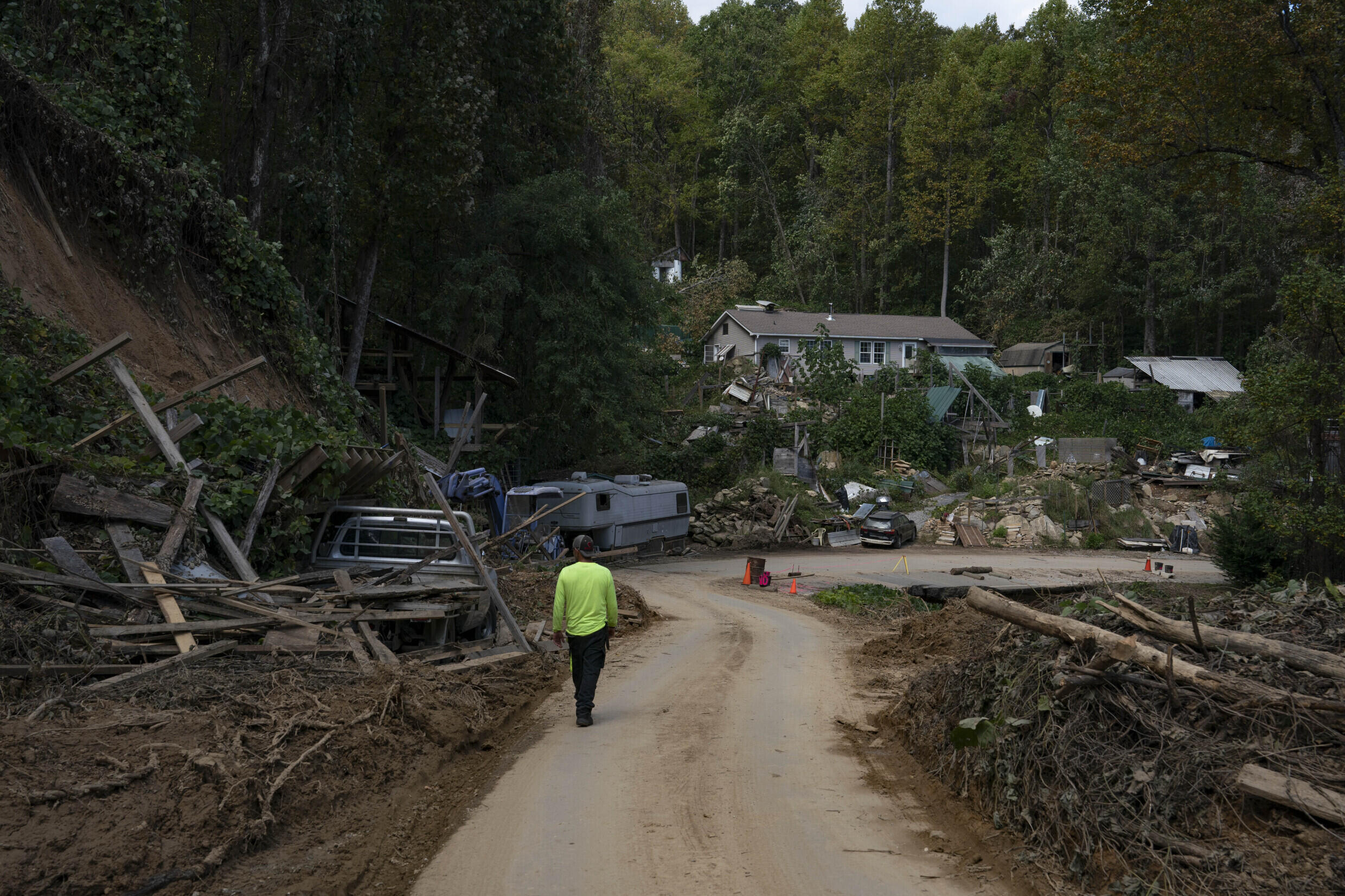 Debris strewn across the landscape post-Hurricane Helene